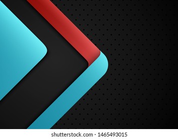 Blue and red geometric and overlap layer on gray background, vector illustration