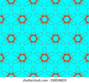 Blue and red geometric shape abstract vector illustration. Seamless pattern.