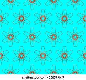 Blue and red geometric shape abstract vector illustration. Seamless pattern.