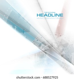 Blue and red geometric technology background with gear shapes. Vector abstract graphic design