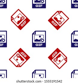 Blue and red GIF file document. Download gif button icon isolated seamless pattern on white background. GIF file symbol.  Vector Illustration