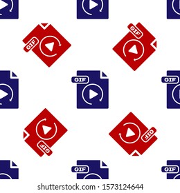Blue and red GIF file document. Download gif button icon isolated seamless pattern on white background. GIF file symbol.  Vector Illustration