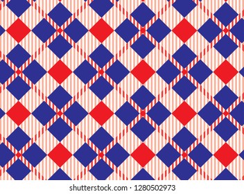 Blue and red Gingham pattern.Texture from rhombus for - plaid,tablecloths,shirts,dresses,paper,bedding,blankets,quilts and other textile products.Vector illustration. - Vector