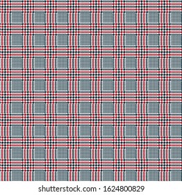 Blue and red glen check pattern. Stylish hounds tooth checkered blend.
