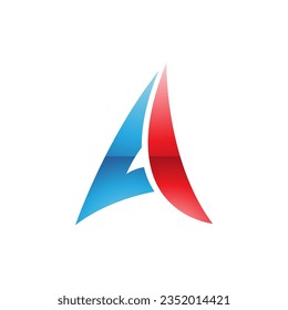 Blue and Red Glossy Paper Plane Shaped Letter A Icon on a White Background