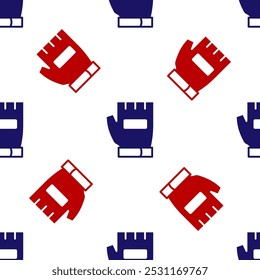 Blue and red Gloves icon isolated seamless pattern on white background. Extreme sport. Sport equipment.  Vector