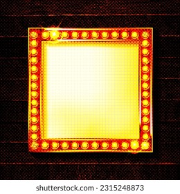 Blue red gold colored vector retro looks frame template. Lamps lighted vector illustration