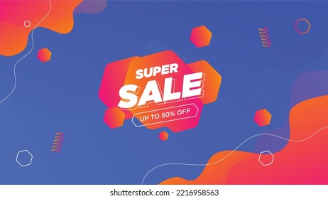 blue and red gradation background super sale for homepage promotion landscape background vector