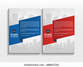 Blue Red Gradient Abstract Rectangle Theme Layout Design with Image in Business Brochure Template Vector. It can adjust to Book, Cover, Report, Magazine, Poster, Presentation and Portfolio.