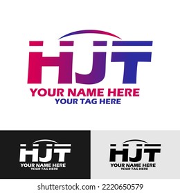 Blue and red gradient letter HJT logo on black background Vector