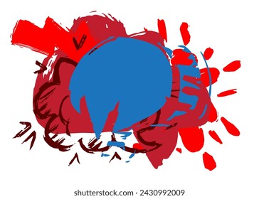 Burbuja de discurso de graffiti azul y rojo. Abstracto moderno Mensajería signo de decoración de arte callejero, icono de discusión realizado en estilo de pintura urbana.