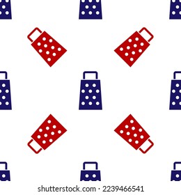 Blue and red Grater icon isolated seamless pattern on white background. Kitchen symbol. Cooking utensil. Cutlery sign.  Vector