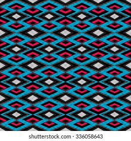 blue red and gray polygons abstract geometric seamless pattern