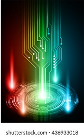 blue red green bstract light hi speed internet technology background illustration, Background conceptual image of digital. Cyber security concept, Cyber data digital. eye scan virus computer. vector