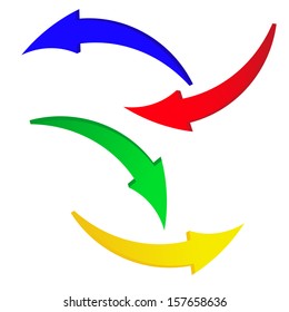 Blue, Red, Green, Yellow. Arrow