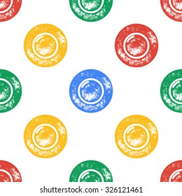 Blue, Red, Green and Yellow Water Bubble Pattern on White Background - Grunge Retro Seamless Pattern Background - Vector Illustration