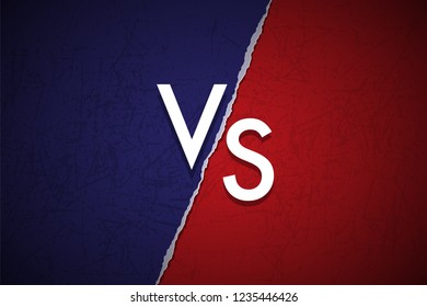 Blue and red grunge versus logo. Vector VS icon