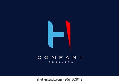 blue red H alphabet letter logo icon. Design for business and company