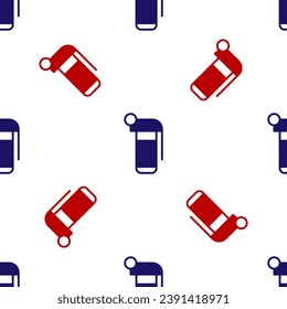 Blue and red Hand grenade icon isolated seamless pattern on white background. Bomb explosion.  Vector