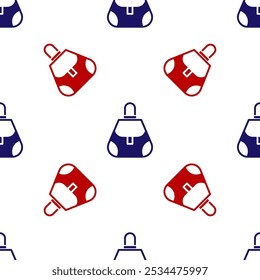 Blue and red Handbag icon isolated seamless pattern on white background. Female handbag sign. Glamour casual baggage symbol.  Vector