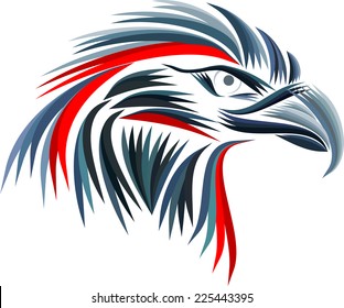 blue and red head eagle