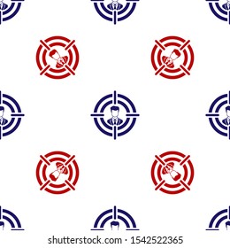 Blue and red Head hunting concept icon isolated seamless pattern on white background. Business target or Employment sign. Human resource and recruitment for business.  Vector Illustration