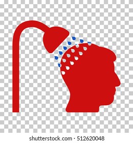 Blue And Red Head Shower interface icon. Vector pictograph style is a flat bicolor symbol on chess transparent background.