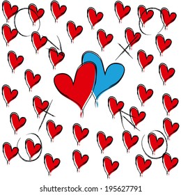 Blue and red heart