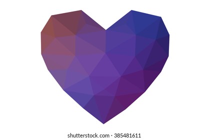 Blue, red heart isolated on white background. Geometric rumpled triangular low poly origami style gradient graphic illustration. Vector polygonal design for your business. Blue, red heart isolated on white background. Geometric rumpled triangular low poly origami style gradient graphic illustration. Vector polygonal design for your business.