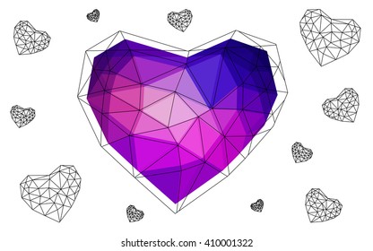 Blue, red heart isolated on white background. Geometric rumpled triangular low poly origami style gradient graphic illustration. Vector polygonal design for your business. Blue, red heart isolated on white background. Geometric rumpled triangular low poly origami style gradient graphic illustration. Vector polygonal design for your business.