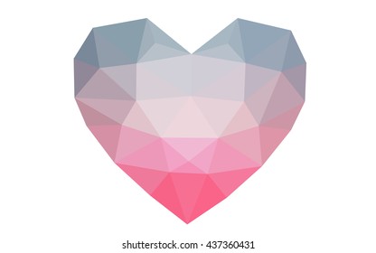 Blue, red heart isolated on white background. Geometric rumpled triangular low poly origami style gradient graphic illustration. Vector polygonal design for your business.