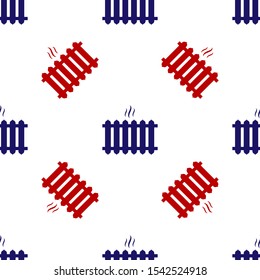 Blue and red Heating radiator icon isolated seamless pattern on white background.  Vector Illustration