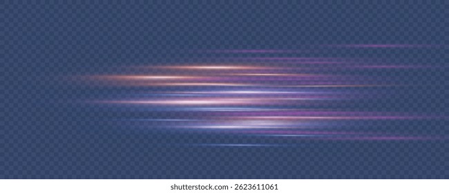 Blue and red high-speed background. Movement light trails effect on black abstract background. Wide technology banner with glowing blue and red light motion effect. Vector illustration 