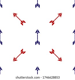 Blue and red Hipster arrow icon isolated seamless pattern on white background. Vector Illustration