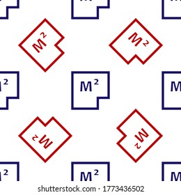 Blue and red House plan icon isolated seamless pattern on white background. Vector