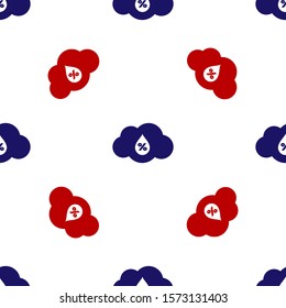 Blue and red Humidity icon isolated seamless pattern on white background. Weather and meteorology, cloud, thermometer symbol.  Vector Illustration