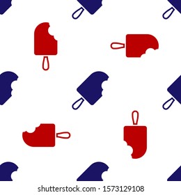 Blue and red Ice cream icon isolated seamless pattern on white background. Sweet symbol.  Vector Illustration