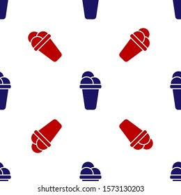 Blue and red Ice cream icon isolated seamless pattern on white background. Sweet symbol.  Vector Illustration