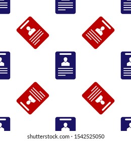 Blue and red Identification badge icon isolated seamless pattern on white background. It can be used for presentation, identity of the company, advertising.  Vector Illustration