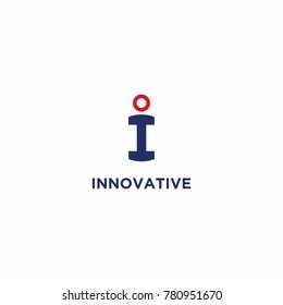Blue and Red i Initial Letter Logo Vector