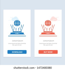 Blue and Red Internet Router connection with Globe, Download and Buy Now web Widget Card Template