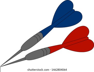 Azul e dardo vermelho, ilustração, vetor sobre fundo branco.