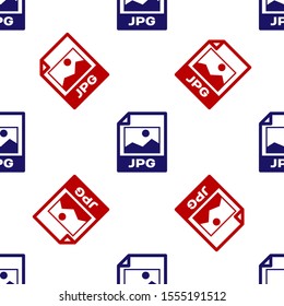 Blue and red JPG file document. Download image button icon isolated seamless pattern on white background. JPG file symbol.  Vector Illustration