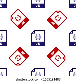 Blue and red JS file document. Download js button icon isolated seamless pattern on white background. JS file symbol.  Vector Illustration
