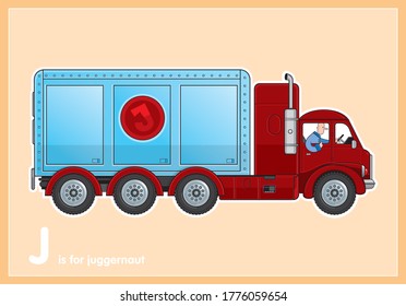 Blue And Red Juggernaut Chidrens Vector Illustration