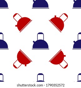 Blue and red Kettle with handle icon isolated seamless pattern on white background. Teapot icon.  Vector Illustration