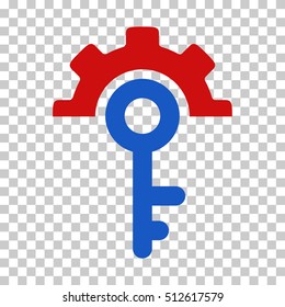 Blue And Red Key Options interface toolbar icon. Vector pictogram style is a flat bicolor symbol on chess transparent background.