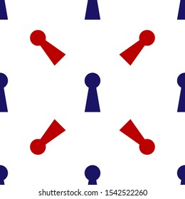 Blue and red Keyhole icon isolated seamless pattern on white background. Key of success solution. Keyhole express the concept of riddle, secret, safety, security.  Vector Illustration