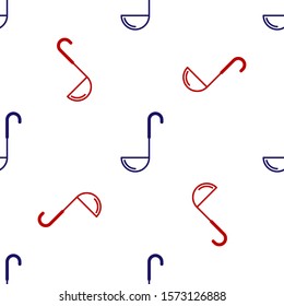 Blue and red Kitchen ladle icon isolated seamless pattern on white background. Cooking utensil. Cutlery spoon sign.  Vector Illustration