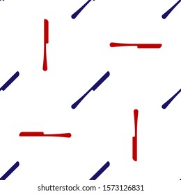 Blue and red Knife icon isolated seamless pattern on white background. Cutlery symbol.  Vector Illustration